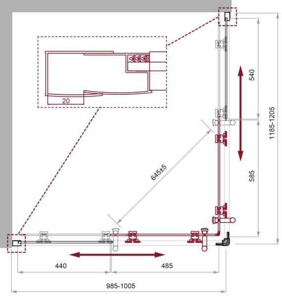 Душевой уголок BelBagno UNO-195-AH-2-120/100-C-Cr хром