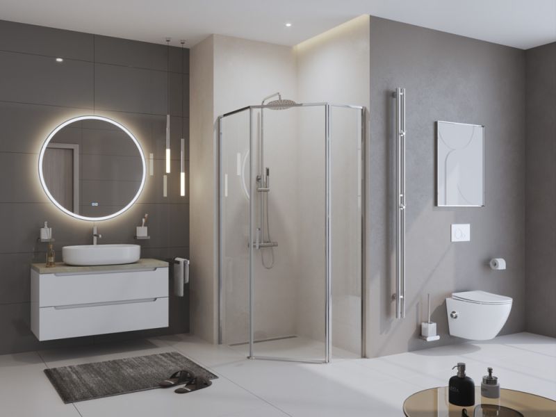 Душевой уголок BelBagno UNO-195-PH-1-100/80-C-Cr хром