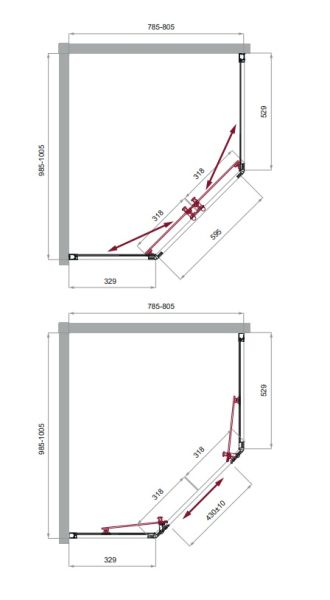 Душевой уголок BelBagno UNO-195-PH-2-100/80-C-Cr хром