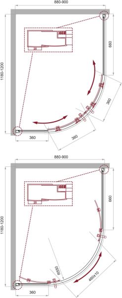 Душевой уголок BelBagno UNO-195-RH-2-120/90-C-Cr хром