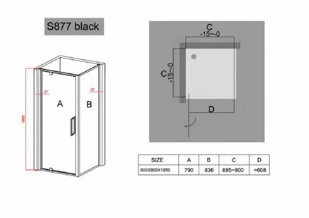 Душевой уголок Black & White Stellar Wind S877 (90х90)
