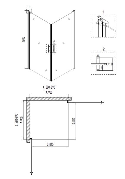 Душевой уголок Niagara Nova NG-6803-08 BLACK 90x90 см
