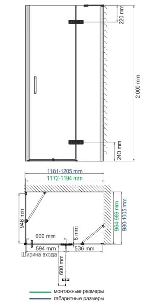 Душевой уголок Wasserkraft Aller 10H10R 120x100 правый