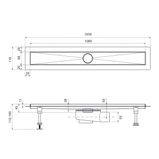 Душевой лоток Timo Drain System DS230210/17 100см с двусторонней панелью plate под плитку золото матовое Душевой лоток Timo Drain System DS230210/17 100см с двусторонней панелью plate под плитку золото матовое