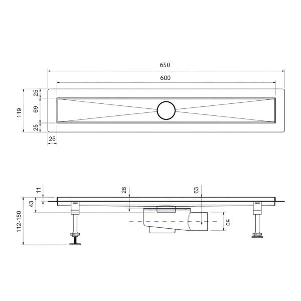 Душевой лоток Timo Drain System DS230106/03 60см с вставкой lines чёрный Душевой лоток Timo Drain System DS230106/03 60см с вставкой lines чёрный