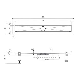 Душевой лоток Timo Drain System DS230107/00 70см с вставкой lines хром Душевой лоток Timo Drain System DS230107/00 70см с вставкой lines хром