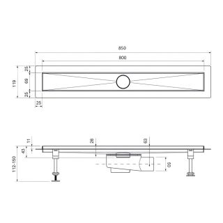 Душевой лоток Timo Drain System DS230108/00 80см с вставкой lines хром Душевой лоток Timo Drain System DS230108/00 80см с вставкой lines хром
