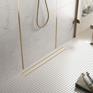 Душевой лоток Timo Drain System DS230209/17 90см с двусторонней панелью plate под плитку золото матовое Душевой лоток Timo Drain System DS230209/17 90см с двусторонней панелью plate под плитку золото матовое