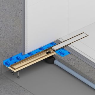 Душевой лоток Timo Drain System DS230209/17 90см с двусторонней панелью plate под плитку золото матовое Душевой лоток Timo Drain System DS230209/17 90см с двусторонней панелью plate под плитку золото матовое