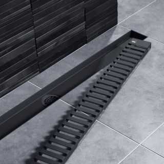 Душевой лоток Timo Drain System DS230109/03 90см с вставкой lines чёрный Душевой лоток Timo Drain System DS230109/03 90см с вставкой lines чёрный