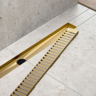 Душевой лоток Timo Drain System DS230109/17 90см с вставкой lines золото матовое Душевой лоток Timo Drain System DS230109/17 90см с вставкой lines золото матовое