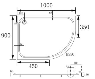 Душевой поддон ABBER AD3E109 L 100x90 см белый