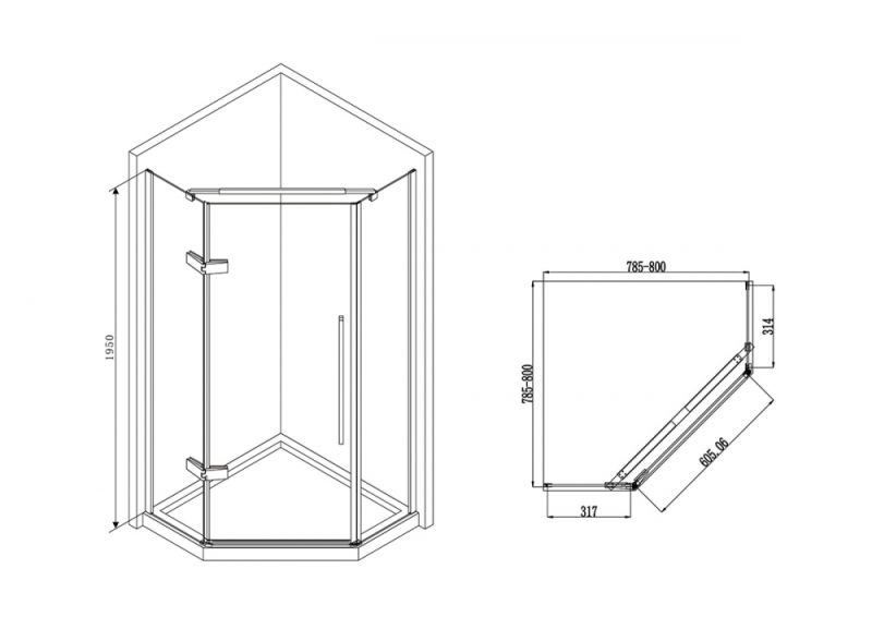 Душевой уголок ABBER Ewiges Wasser 80x80см хром AG05080
