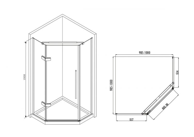Душевой уголок ABBER Ewiges Wasser 100x100см чёрный AG05100B