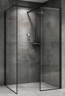Душевой уголок ABBER Immer Offen AG67128B 120x80 см профиль чёрный стекло прозрачное