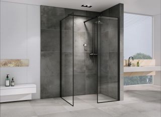 Душевой уголок ABBER Immer Offen AG67128B 120x80 см профиль чёрный стекло прозрачное