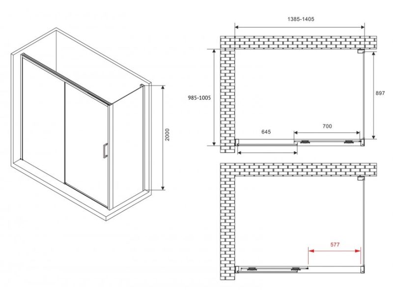 Душевой уголок ABBER Komfort AG93140-S102 140x100см хром