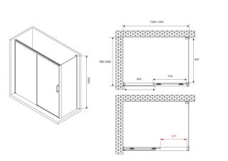Душевой уголок ABBER Komfort AG93140B-S102B 140x100 см профиль чёрный стекло прозрачное