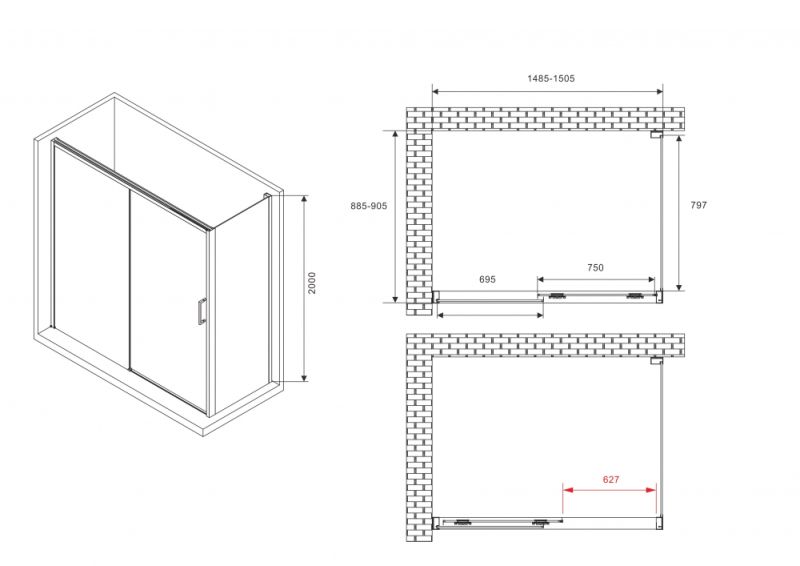 Душевой уголок ABBER Komfort AG93150-S92 150x90 см профиль хром стекло прозрачное