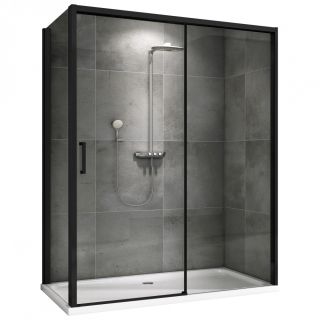 Душевой уголок ABBER Komfort AG93170B-S92B 170x90 см профиль чёрный стекло прозрачное