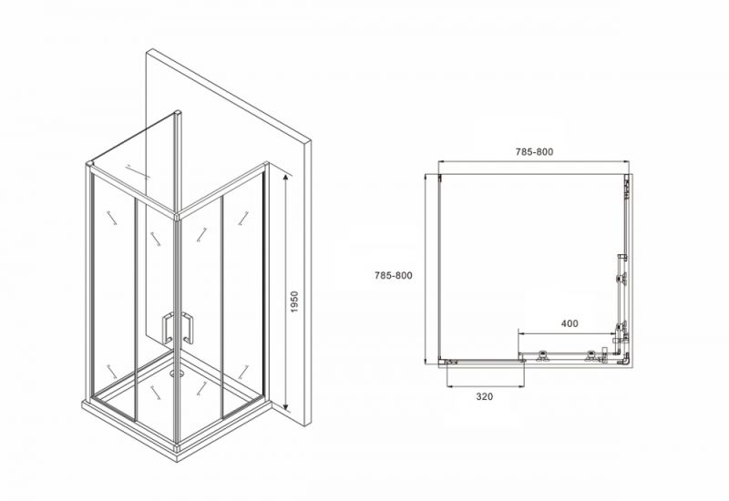 Душевой уголок ABBER Schwarzer Diamant 80x80см чёрный AG02080B-S80B