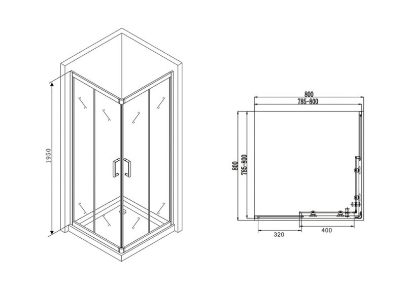 Душевой уголок ABBER Schwarzer Diamant 80x80см чёрный AG02080B
