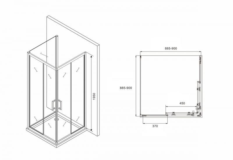 Душевой уголок ABBER Schwarzer Diamant 90x90см чёрный AG02090B-S90B
