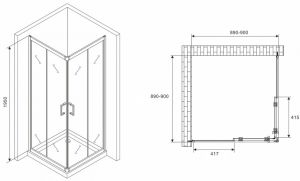 Душевой уголок ABBER Schwarzer Diamant AG02090B5 90x90см чёрный