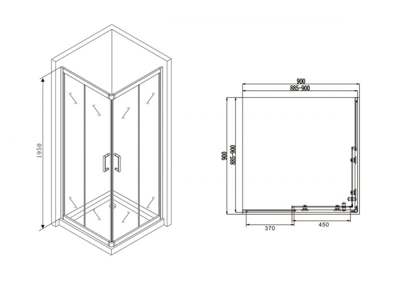 Душевой уголок ABBER Schwarzer Diamant 90x90см чёрный AG02090B