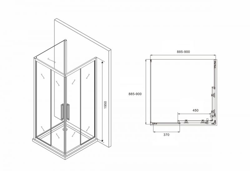 Душевой уголок ABBER Schwarzer Diamant 90x90см чёрный AG02090BH-S90B
