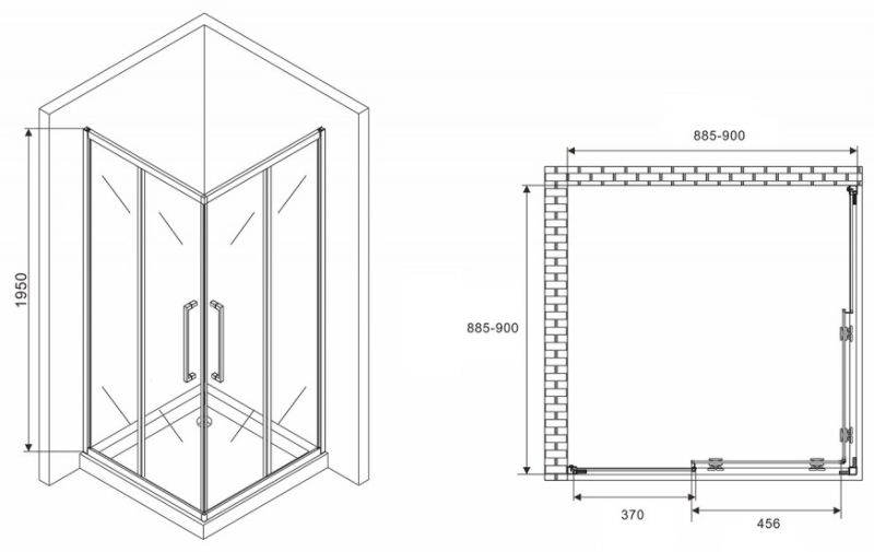 Душевой уголок ABBER Schwarzer Diamant 90x90см хром AG02090H