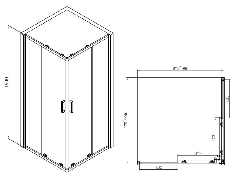 Душевой уголок ABBER Schwarzer Diamant 100x100см чёрный AG02100B