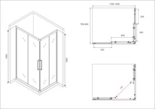 Душевой уголок ABBER Schwarzer Diamant AG02128BH 120x80см профиль чёрный стекло прозрачное
