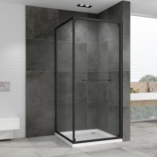 Душевой уголок ABBER Schwarzer Diamant AG0A090B 90x90 см профиль чёрный стекло прозрачное