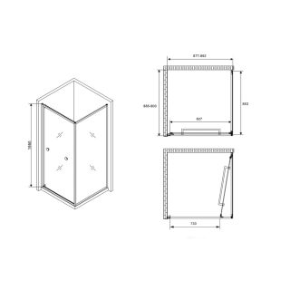 Душевой уголок ABBER Schwarzer Diamant AG0A090B 90x90 см профиль чёрный стекло прозрачное