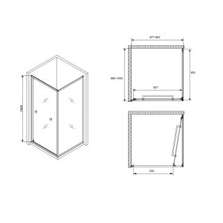 Душевой уголок ABBER Schwarzer Diamant AG0A100B 100x100 см профиль чёрный стекло прозрачное