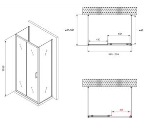 Душевой уголок ABBER Schwarzer Diamant AG30100B-S50B-S50B 100x50см чёрный