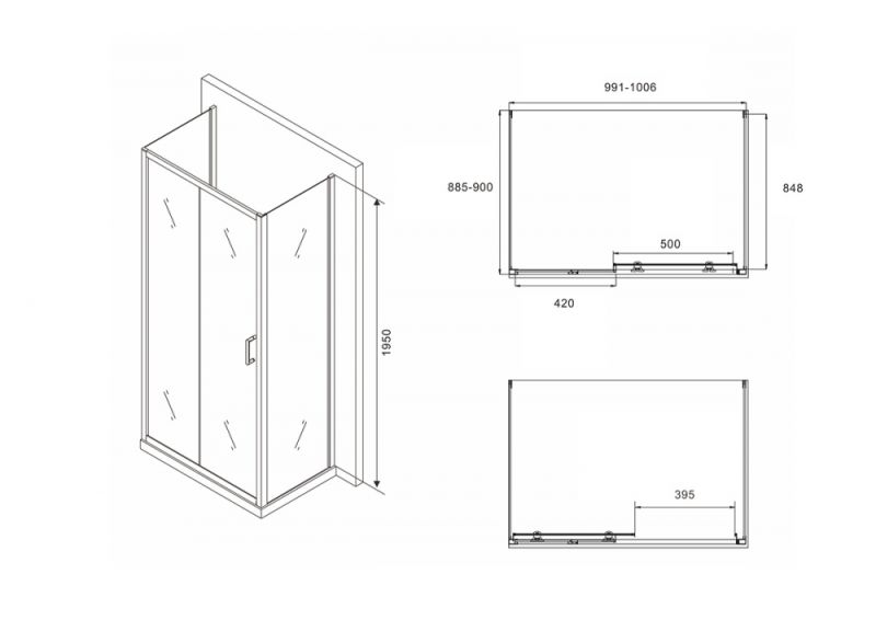 Душевой уголок ABBER Schwarzer Diamant 100x80см чёрный AG30100B-S90B-S90B