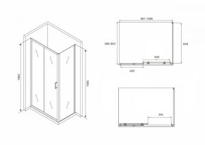 Душевой уголок ABBER Schwarzer Diamant 100x90см чёрный AG30100B-S90B