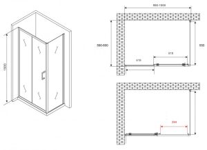 Душевой уголок ABBER Schwarzer Diamant AG30100B5-S60B5 100x60см чёрный