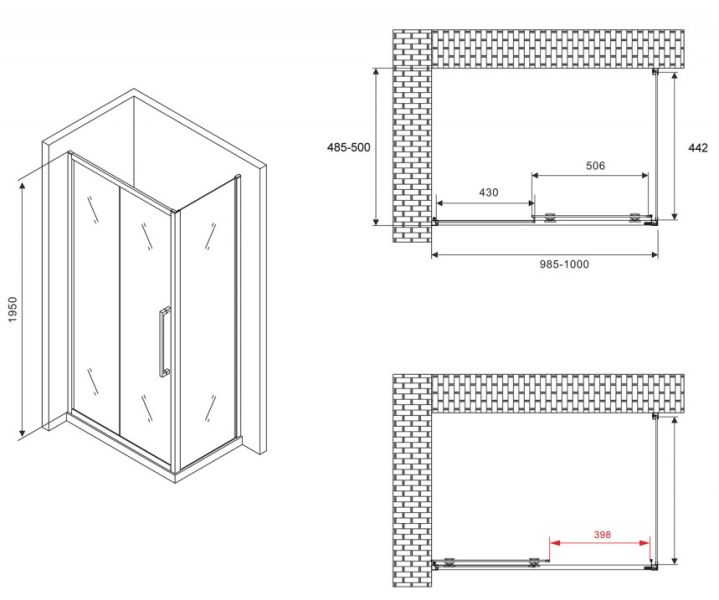 Душевой уголок ABBER Schwarzer Diamant AG30100BH-S50B 100x50см чёрный Душевой уголок ABBER Schwarzer Diamant AG30100BH-S50B 100x50см чёрный