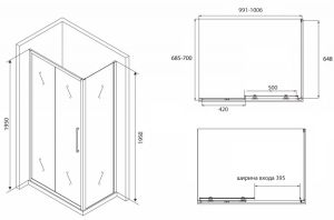 Душевой уголок ABBER Schwarzer Diamant 100x70см AG30100BH-S70B