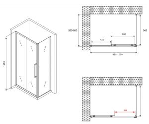 Душевой уголок ABBER Schwarzer Diamant AG30100H-S60 100x60см хром
