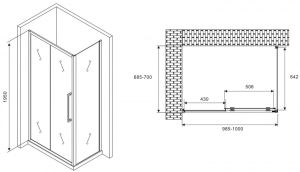 Душевой уголок ABBER Schwarzer Diamant AG30100H-S70 100x70см хром
