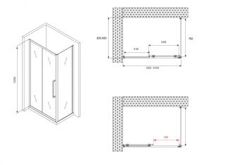Душевой уголок ABBER Schwarzer Diamant AG30100H-S85 100x85 см профиль хром стекло прозрачное