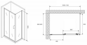 Душевой уголок ABBER Schwarzer Diamant AG301105-S905 110x90см хром