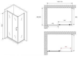 Душевой уголок ABBER Schwarzer Diamant AG30110B5-S50B5 110x60см чёрный