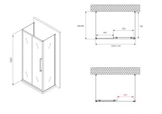 Душевой уголок ABBER Schwarzer Diamant AG30110H-S85-S85 110x85 см профиль хром стекло прозрачное