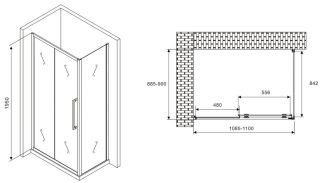 Душевой уголок ABBER Schwarzer Diamant AG30110MH-S90M 110x90см хром Душевой уголок ABBER Schwarzer Diamant AG30110MH-S90M 110x90см хром