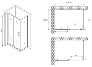 Душевой уголок ABBER Schwarzer Diamant AG30120B5-S60B5 120x60см чёрный
